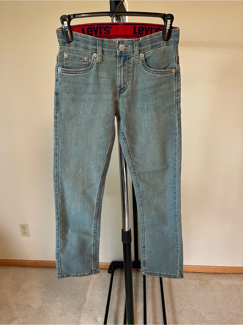 Levi's Red-Trim Light Blue Denim Jeans Waistband Detail